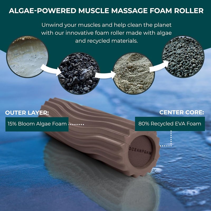 Oceanfoam Ripple Travel Foam Roller (11" x 3.35") Firm Mini Foam Roller for Physical Therapy, Deep Tissue Massage, Back Pain - High Density, Ergonomic Wave Textured - Yoga, Exercise (Espresso) - Image 5